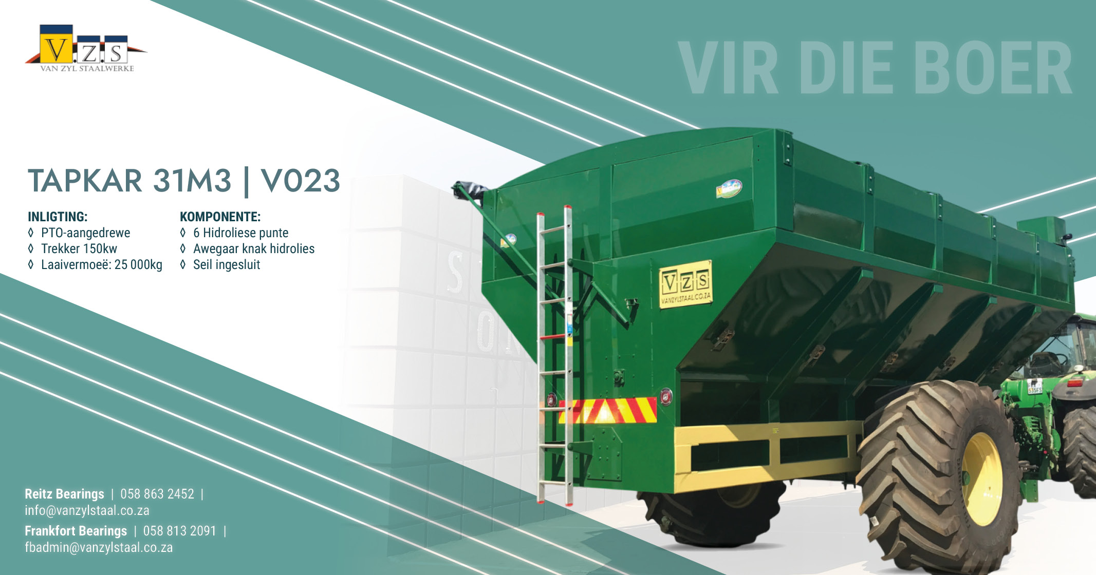 Tapkar 31m³ | Model V023 | Van Zyl Staalwerke