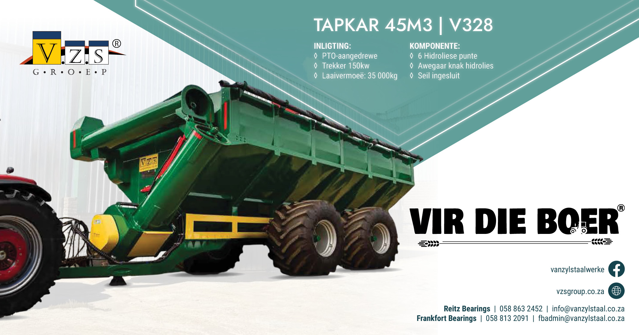 Tapkar 45m³ | Model V328 | Van Zyl Staalwerke