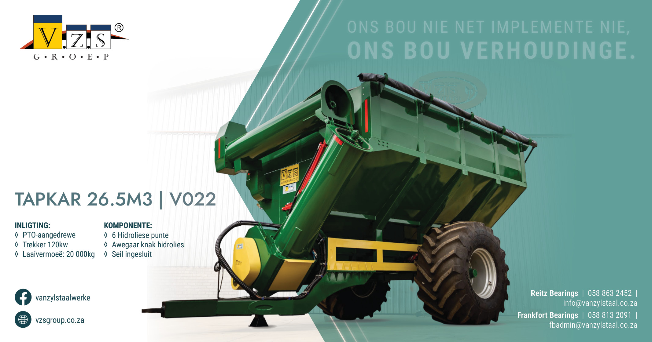 Tapkar 26.5m³ | Model V022 | Van Zyl Staalwerke