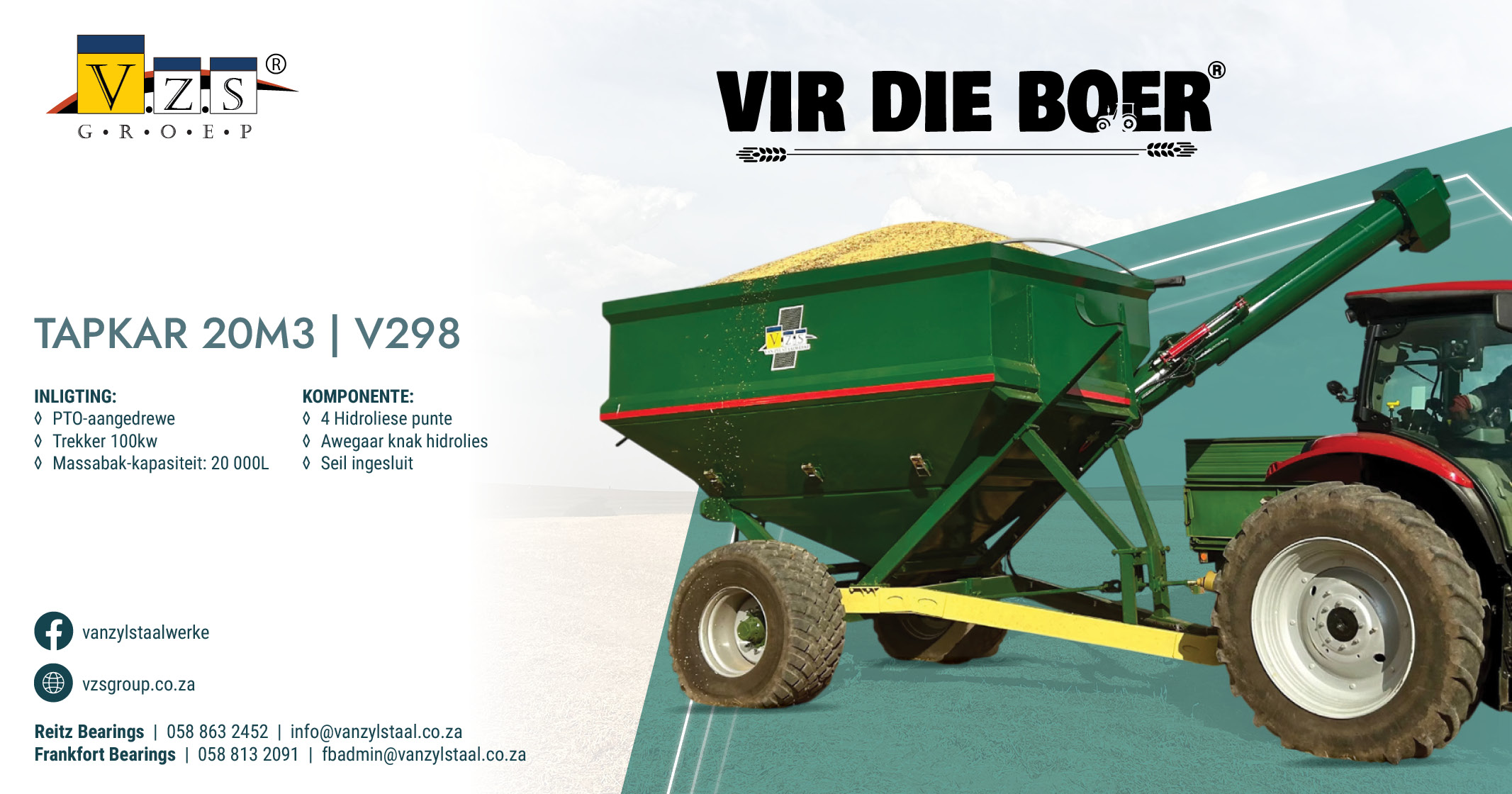 Tapkar 20m³ | Model V298 | Van Zyl Staalwerke