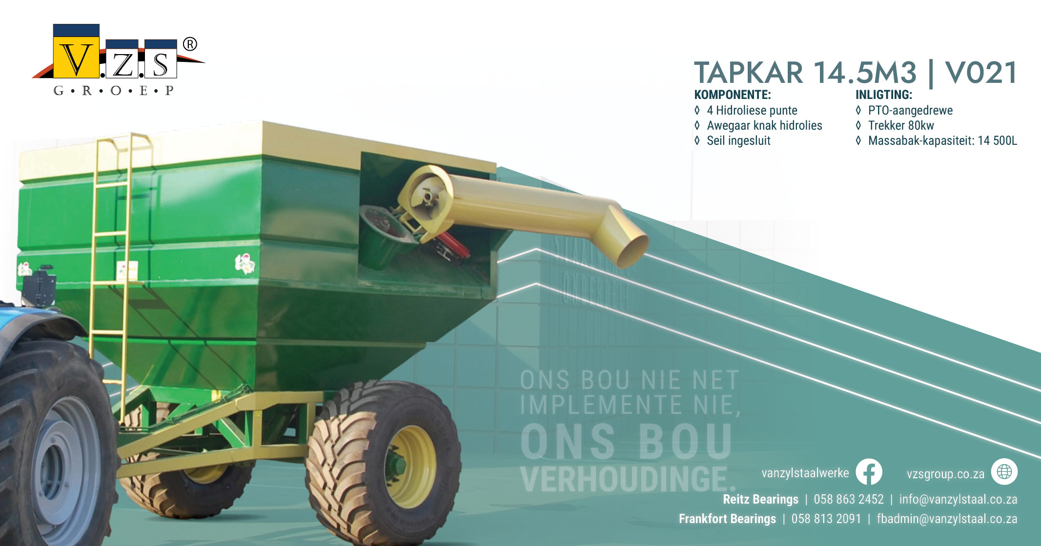 Tapkar 14.5m³ | Model V021 | Van Zyl Staalwerke