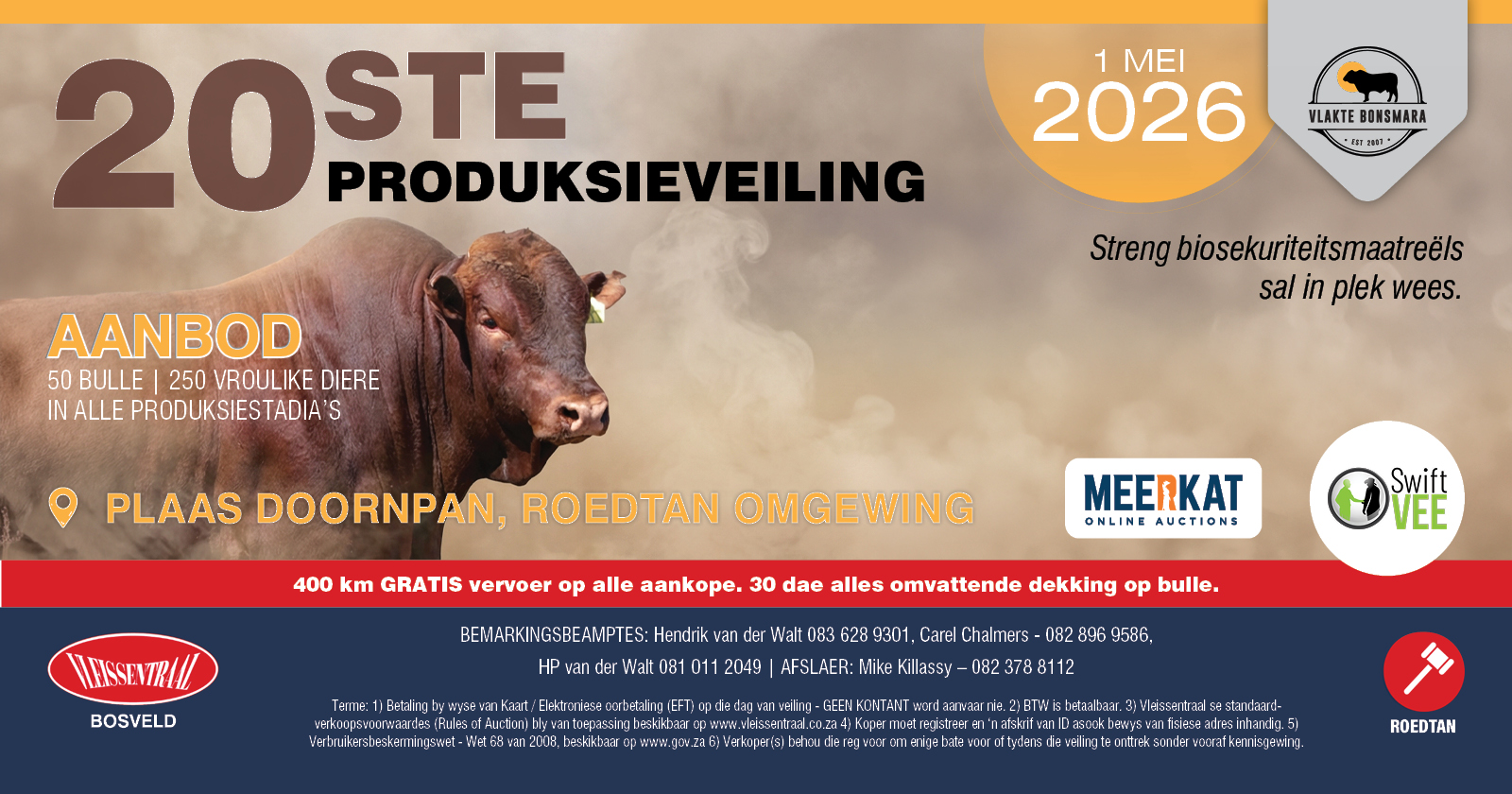 Vlakte Bonsmara Studiegroep se 20ste Produksieveiling | 1 Mei 2026 | Plaas Doornpan