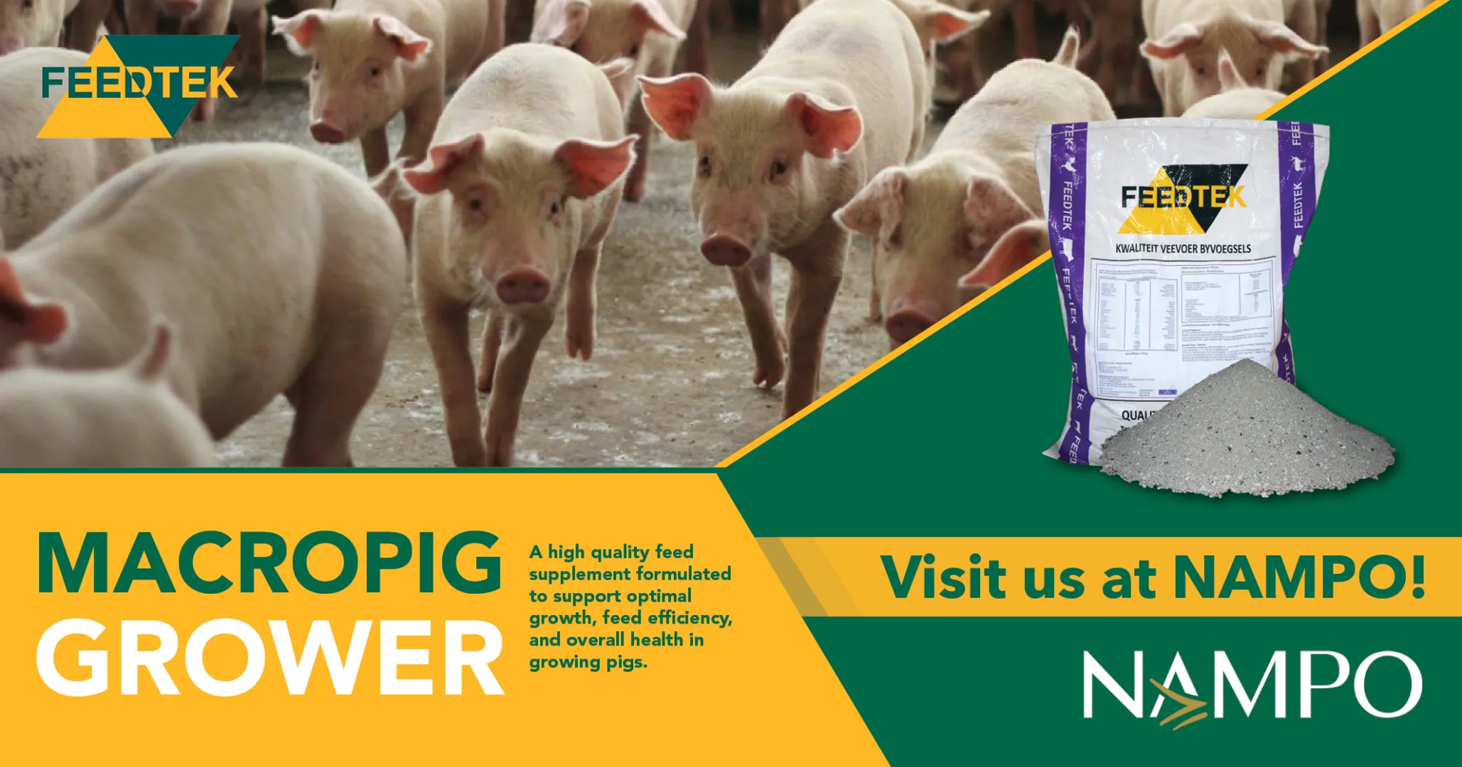 Maximize every gram: Discover Macropig Grower at NAMPO 2026 | Feedtek Animal Feed Solutions