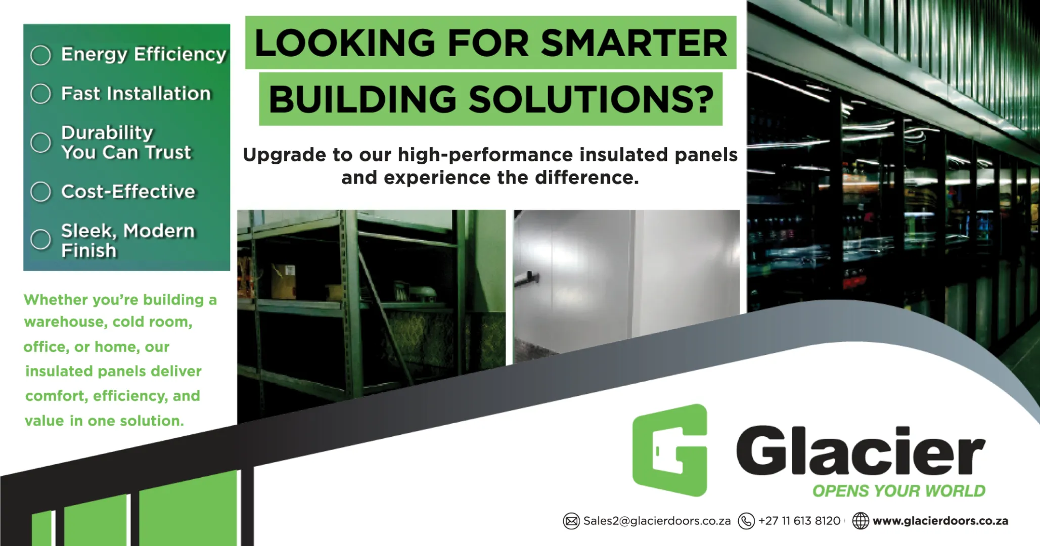 From cold rooms to modern offices: One panel solution for every space | Glacier 