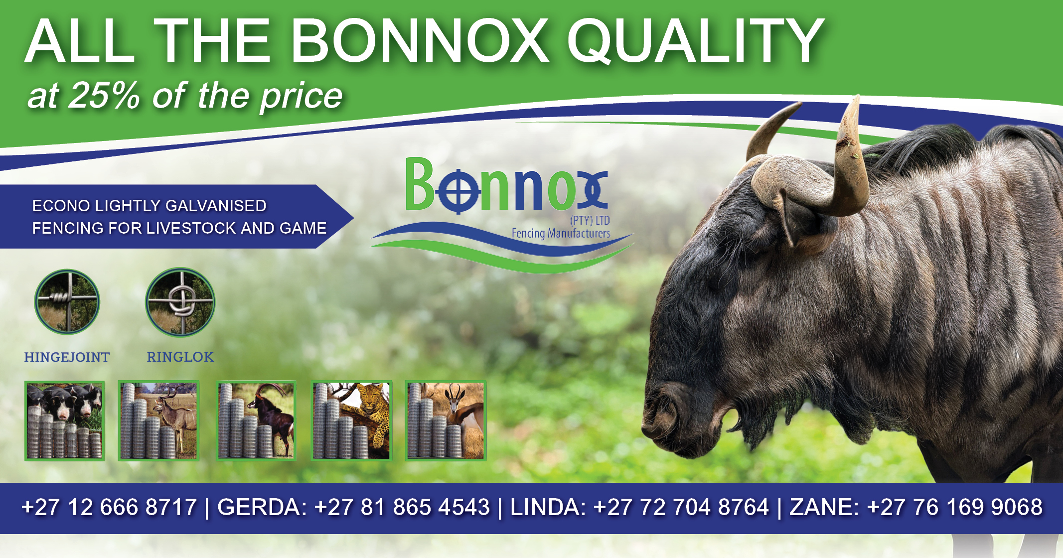 Econo lightly galvanised fencing for livestock & game | Manufacturers of world class fencing | Bonnox (PTY) LTD