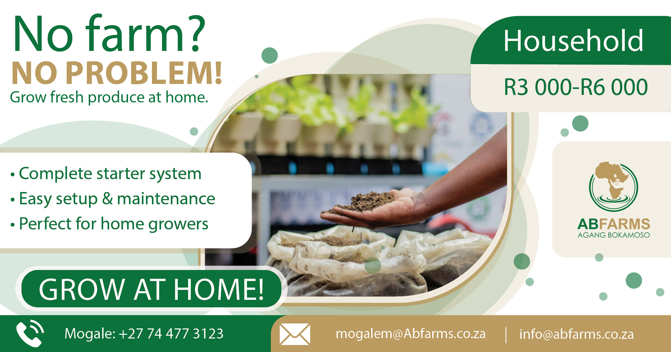 Grow fresh produce at home | Household hydroponic systems from AB Farms