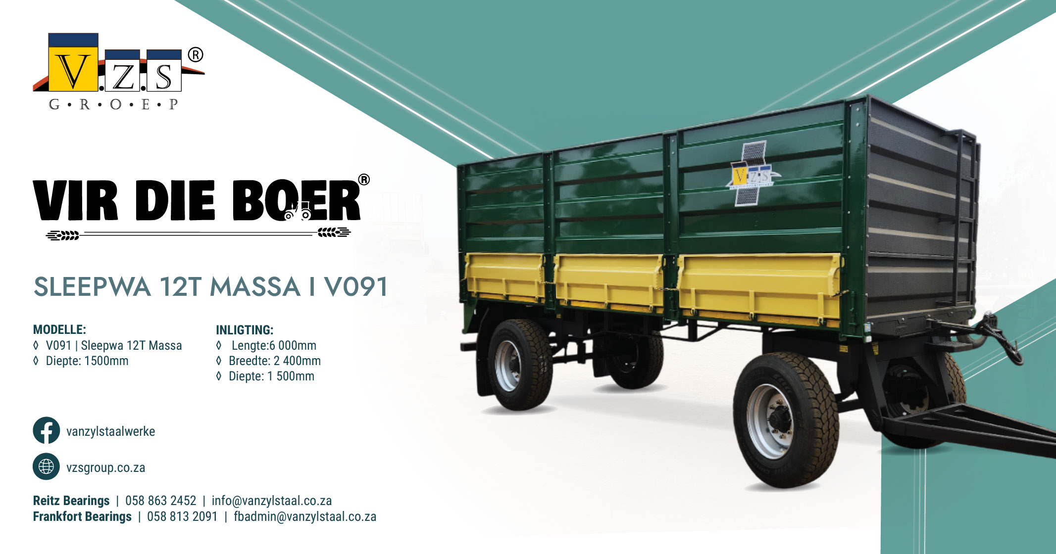 Sleepwa 12 Ton MASSA | Model V091 | Van Zyl Staalwerke