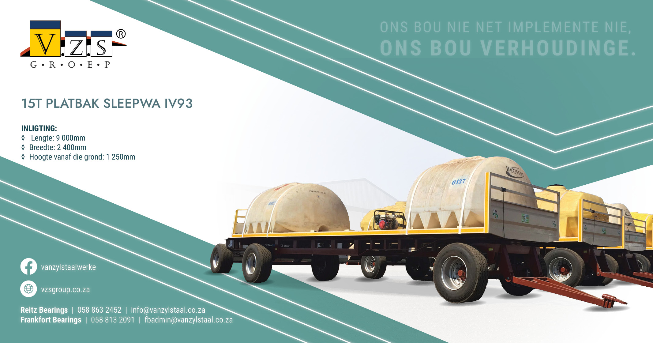 15 Ton Platbak Sleepwa | Model V93 | Van Zyl Staalwerke