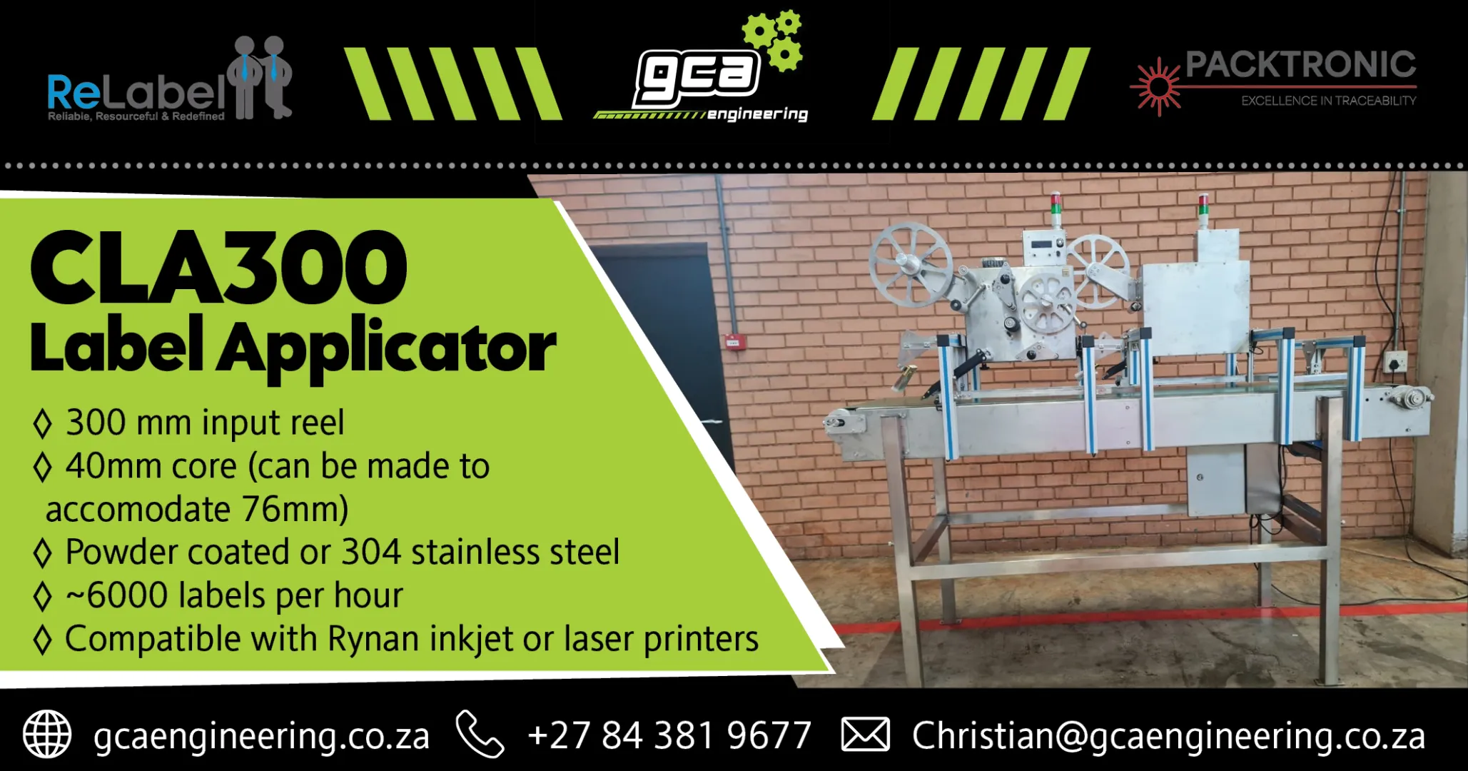 CLA300 Label Applicator | High-speed precision labeling | GCA Engineering 