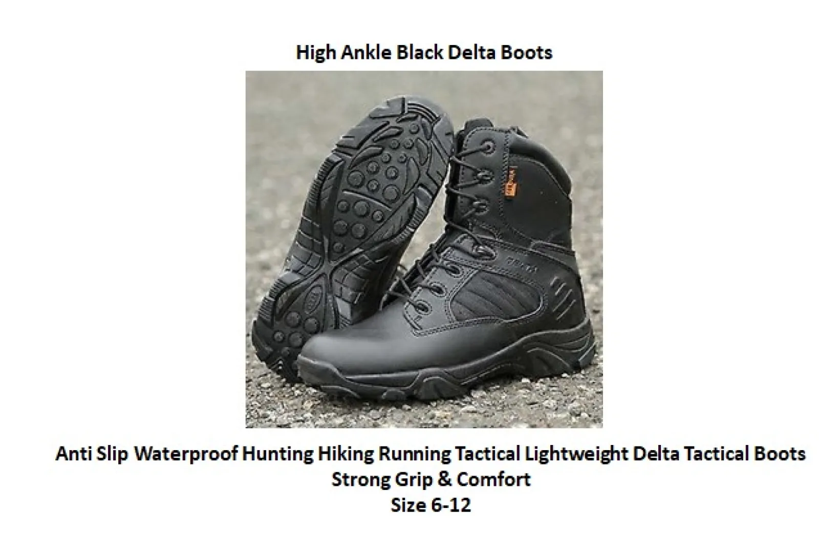 Sizes 6 to 12 | High Ankle Black Delta Boots | Outdoor Innovation