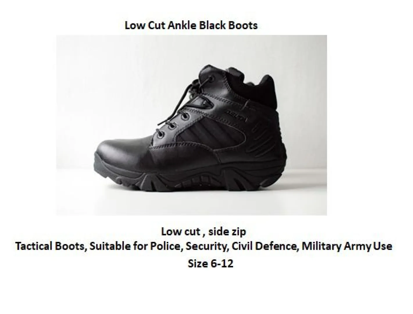 Size 6 to 12 | Low Cut Ankle Black Boot | Outdoor Innovation