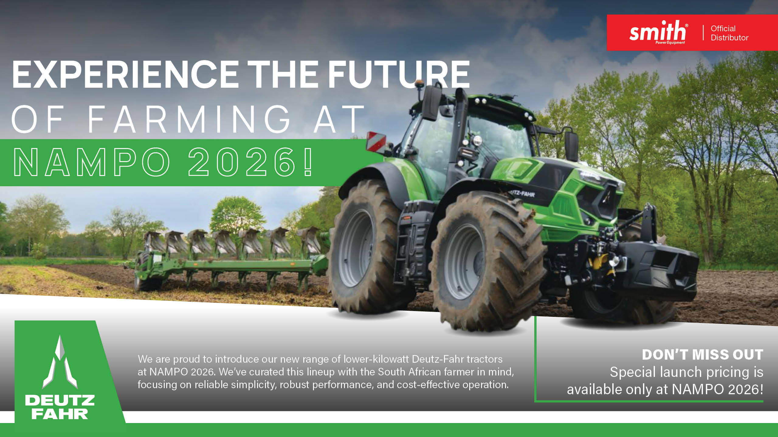 Join us for the exclusive launch of the Deutz-Fahr series at NAMPO 2026! | Smith Power Equipment 