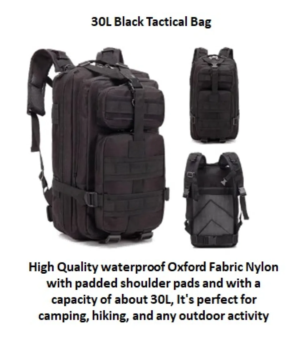 30L Black Tactical Bags | Outdoor Innovation