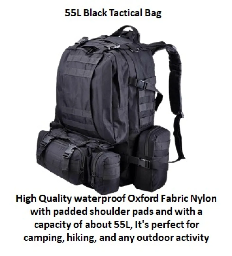 55L Black Tactical Bags | Outdoor Innovation