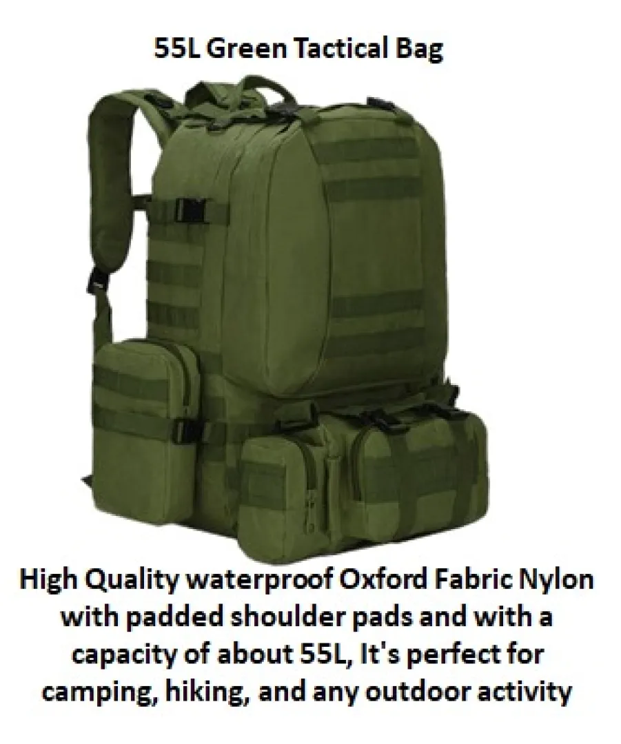 55L Green Tactical Bags | Outdoor Innovation