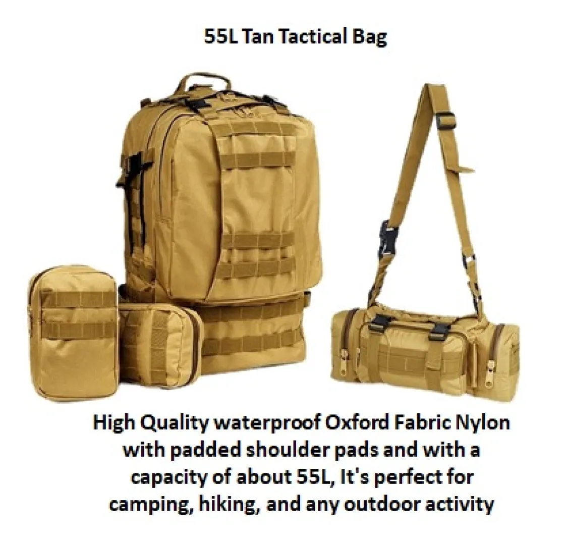 55L Tan Tactical Bags | Outdoor Innovation