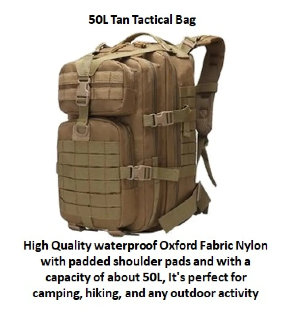 50L Tan Tactical Bags | Outdoor Innovation