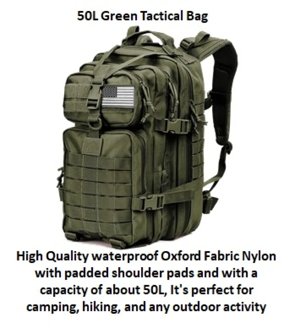 50L Green Tactical Bags | Outdoor Innovation