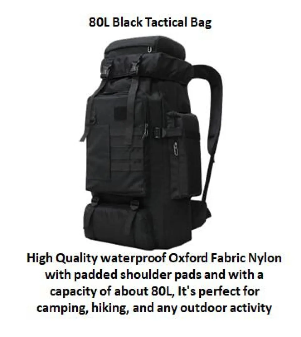 80L Black Tactical Bags | Outdoor Innovation