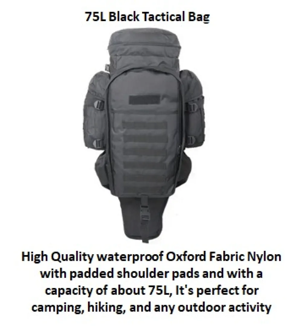 75L Black Tactical Bag | Outdoor Innovation