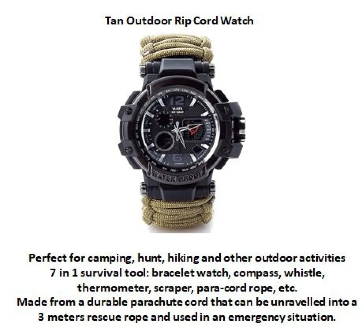 Tan Outdoor Rip Cord Watch | Outdoor Innovation