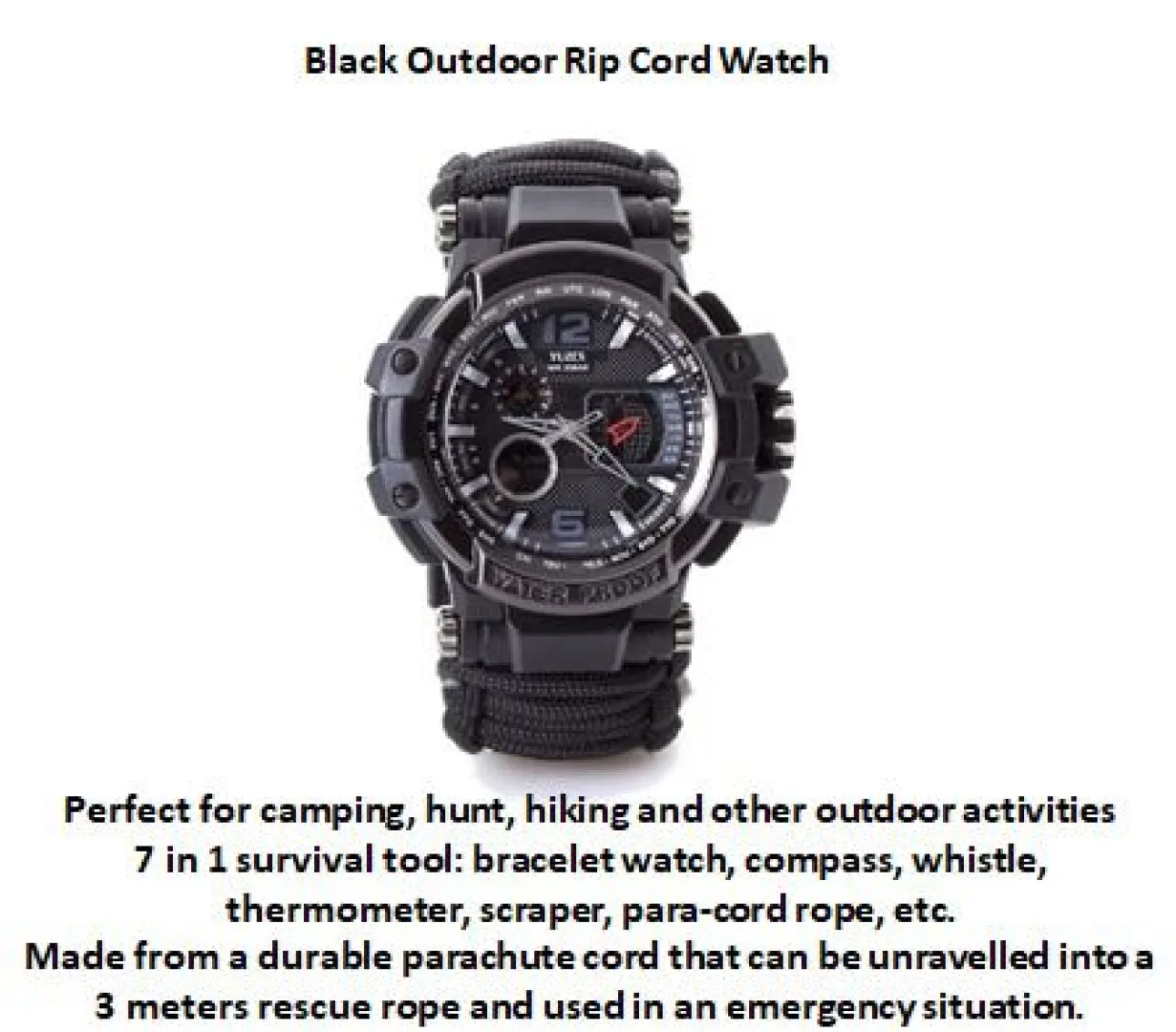 Black Outdoor Rip Cord Watches | Outdoor Innovation