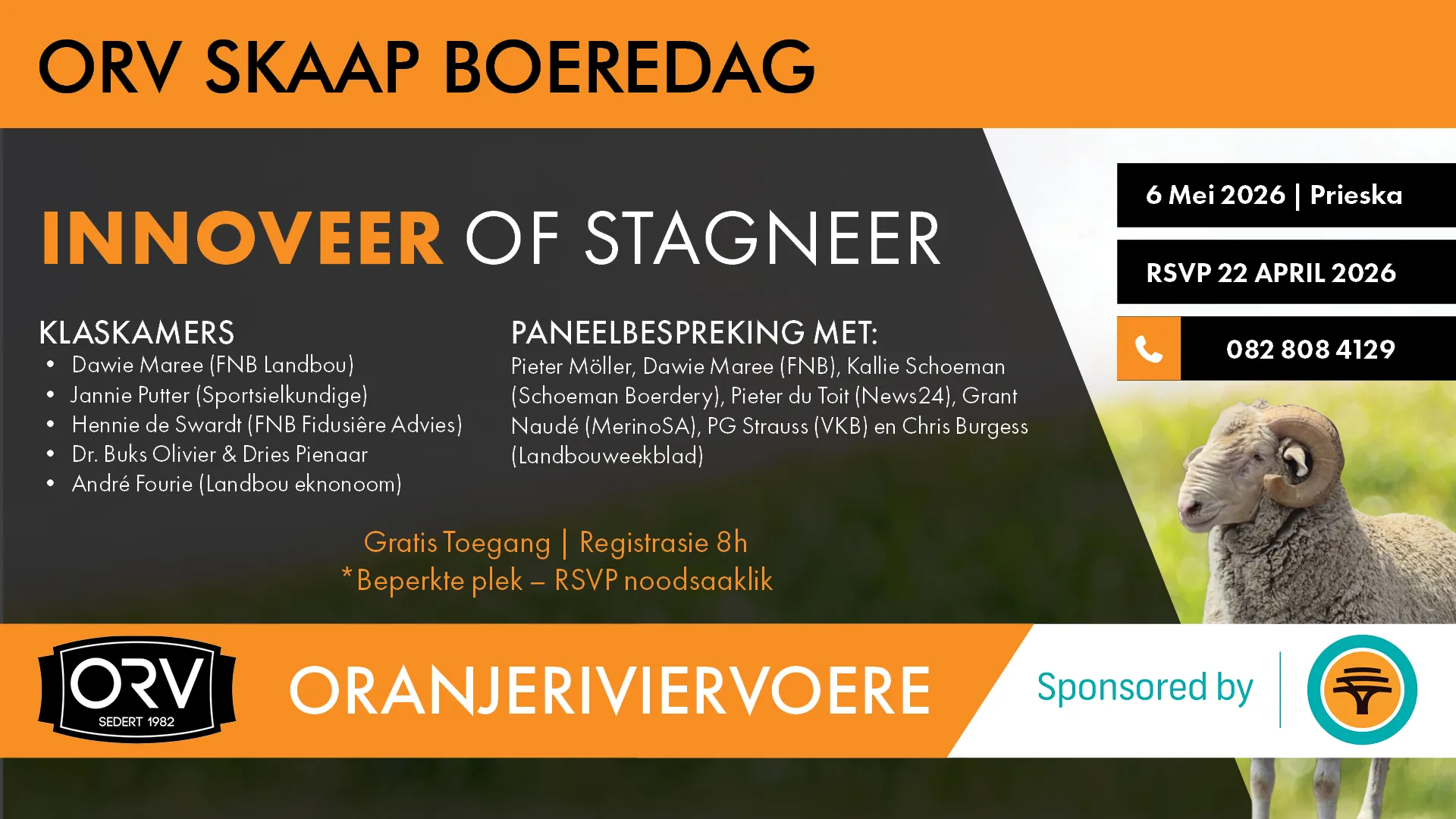 Oranjeriviervoere Skaap Boeredag 6 Mei 2026 | Prieska: Innoveer of Stagneer