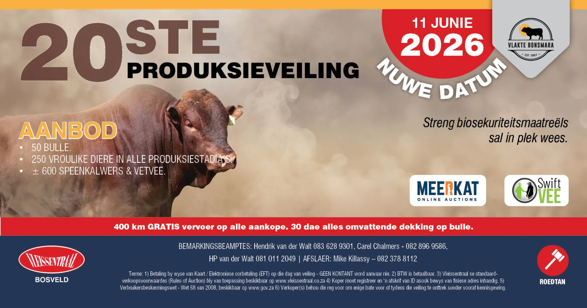 Nuwe datum vir Vlakte Bonsmara Studiegroep se 20ste produksieveiling | 11 Junie 2026