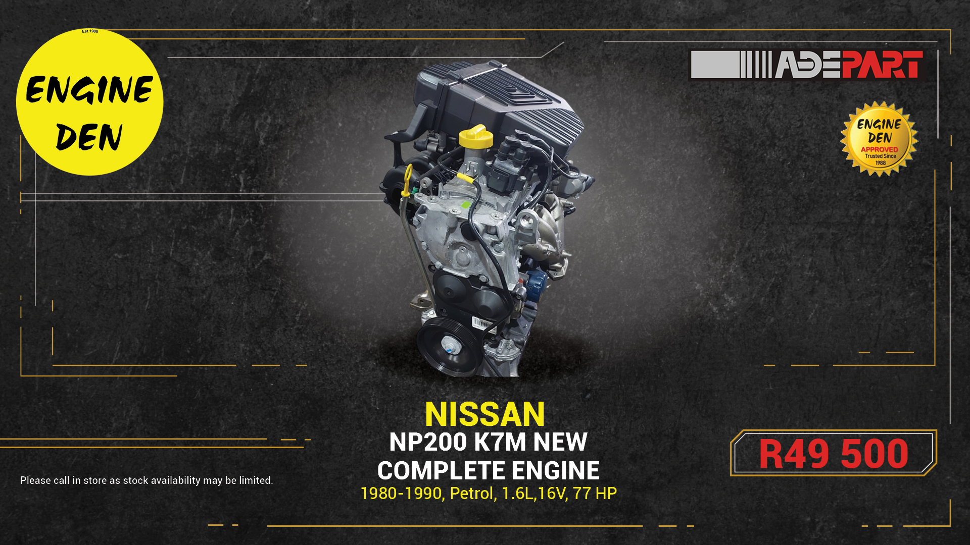 Nissan NP200 K7M new complete engine | Engine Den