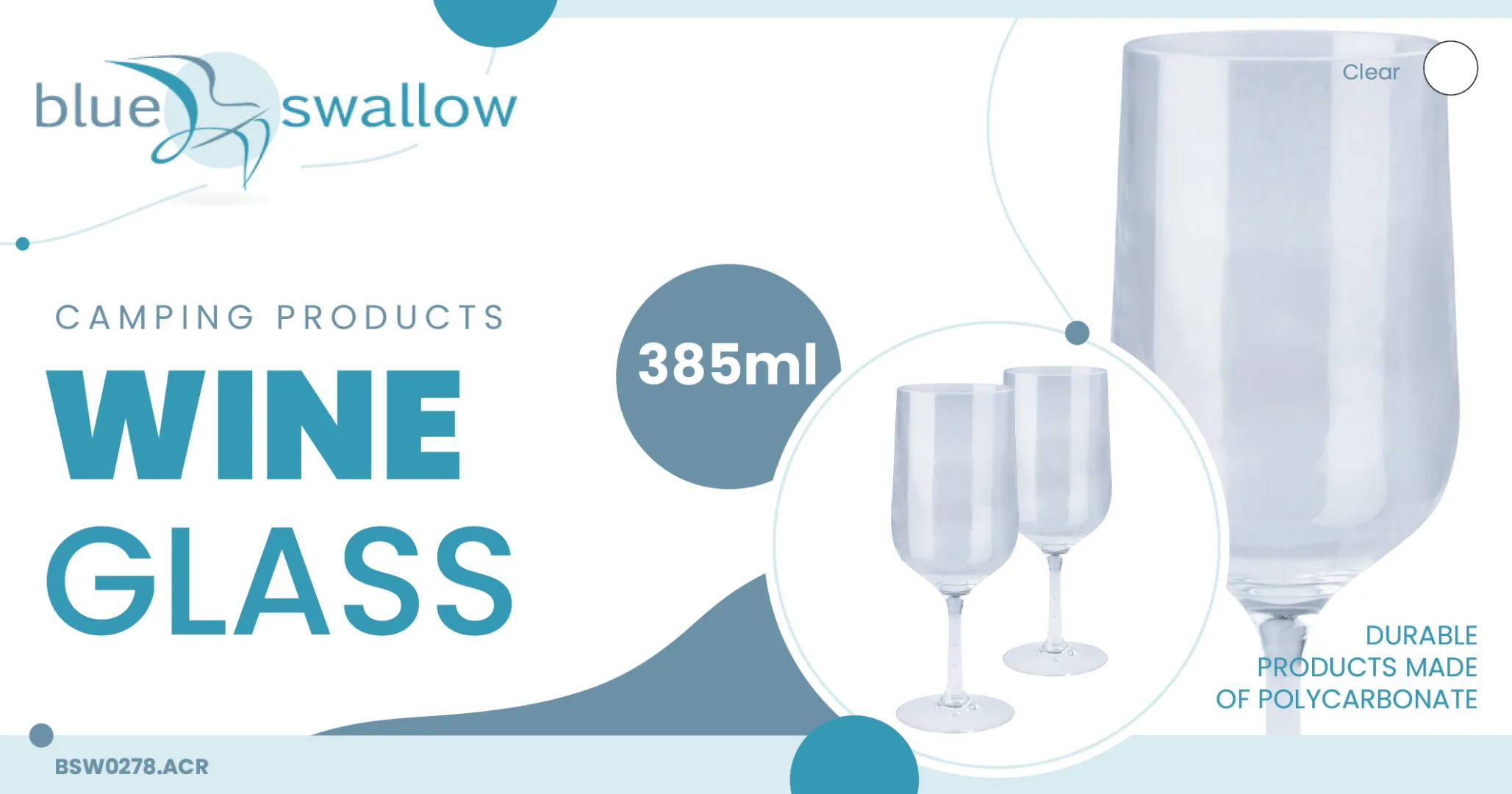 Wine glass 385 ml | Camping products | Blue Swallow