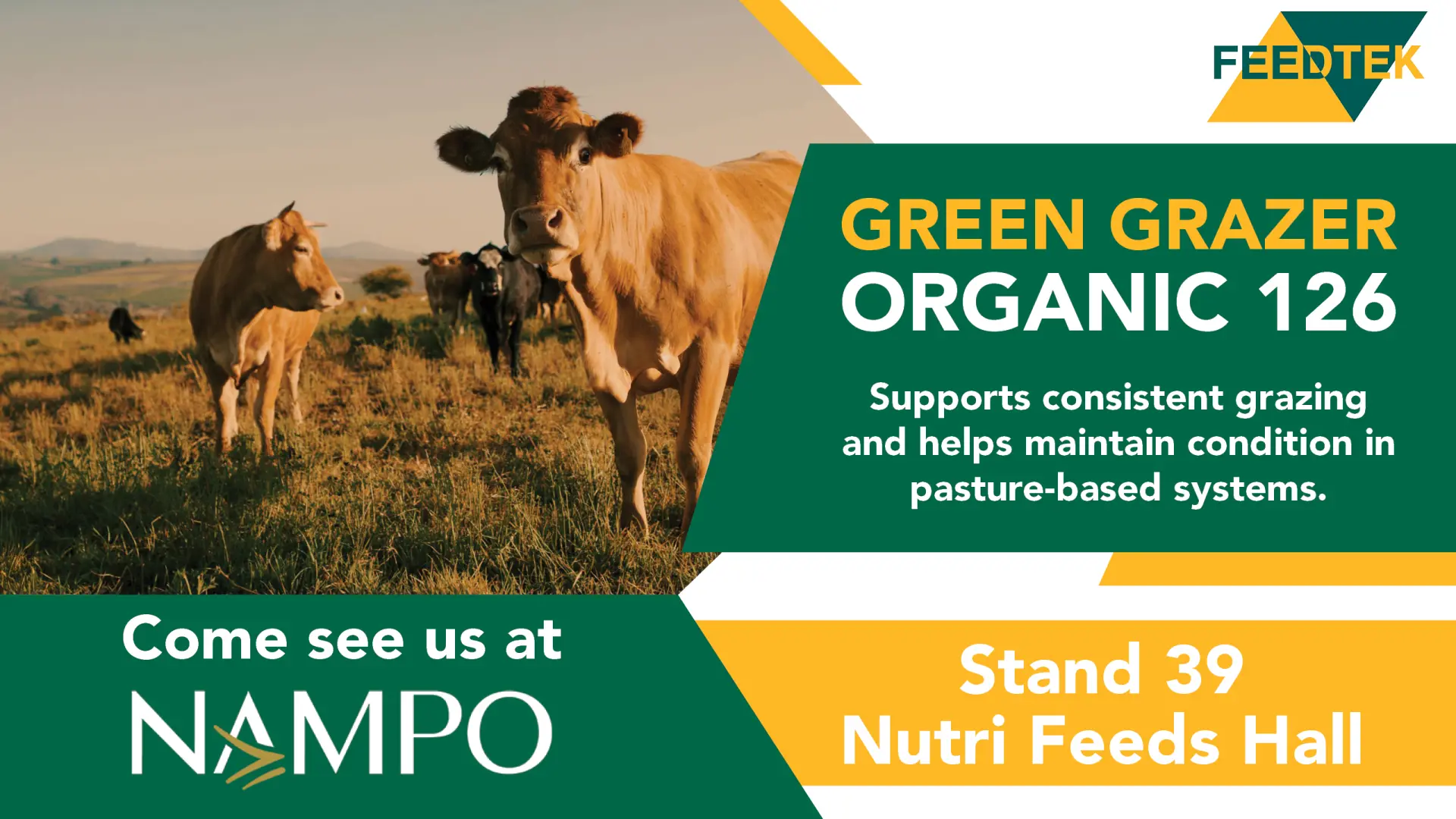 Feed for success: Transform your grazing system with Green Grazer Organic 126 | Visit Feedtek at NAMPO 2026