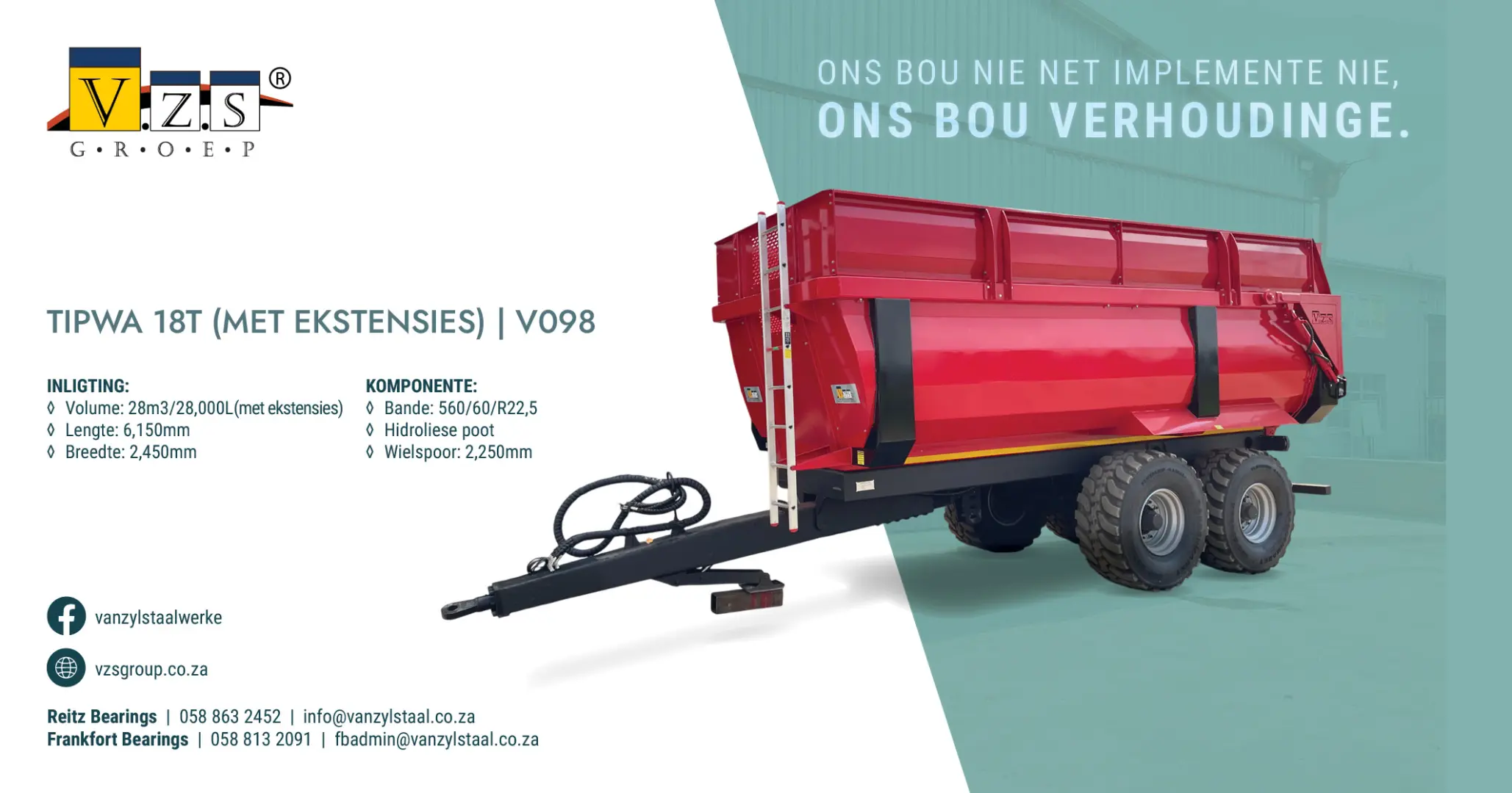 Tipwa 18 Ton (Met ekstensies) | Model V098 | Van Zyl Staalwerke