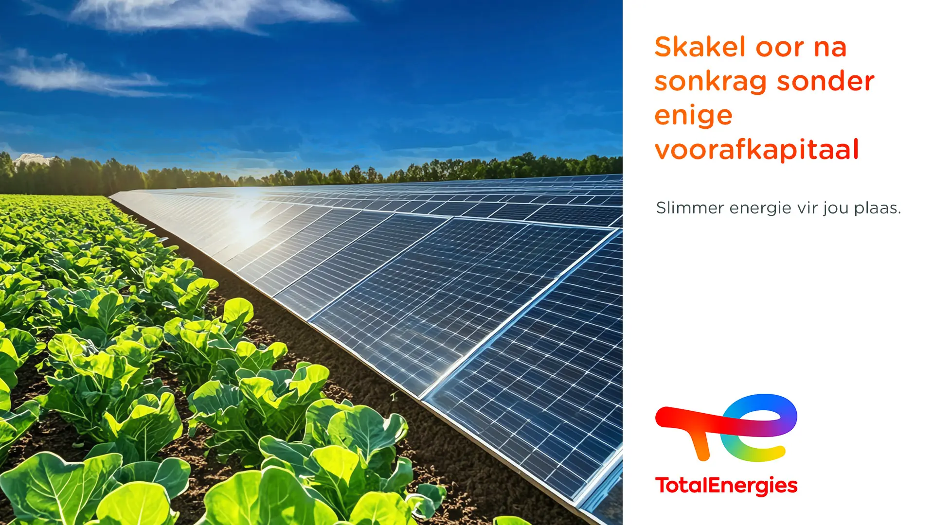 Skakel oor na sonkrag sonder enige voorafkapitaal | Slimmer energie vir jou plaas | TotalEnergies