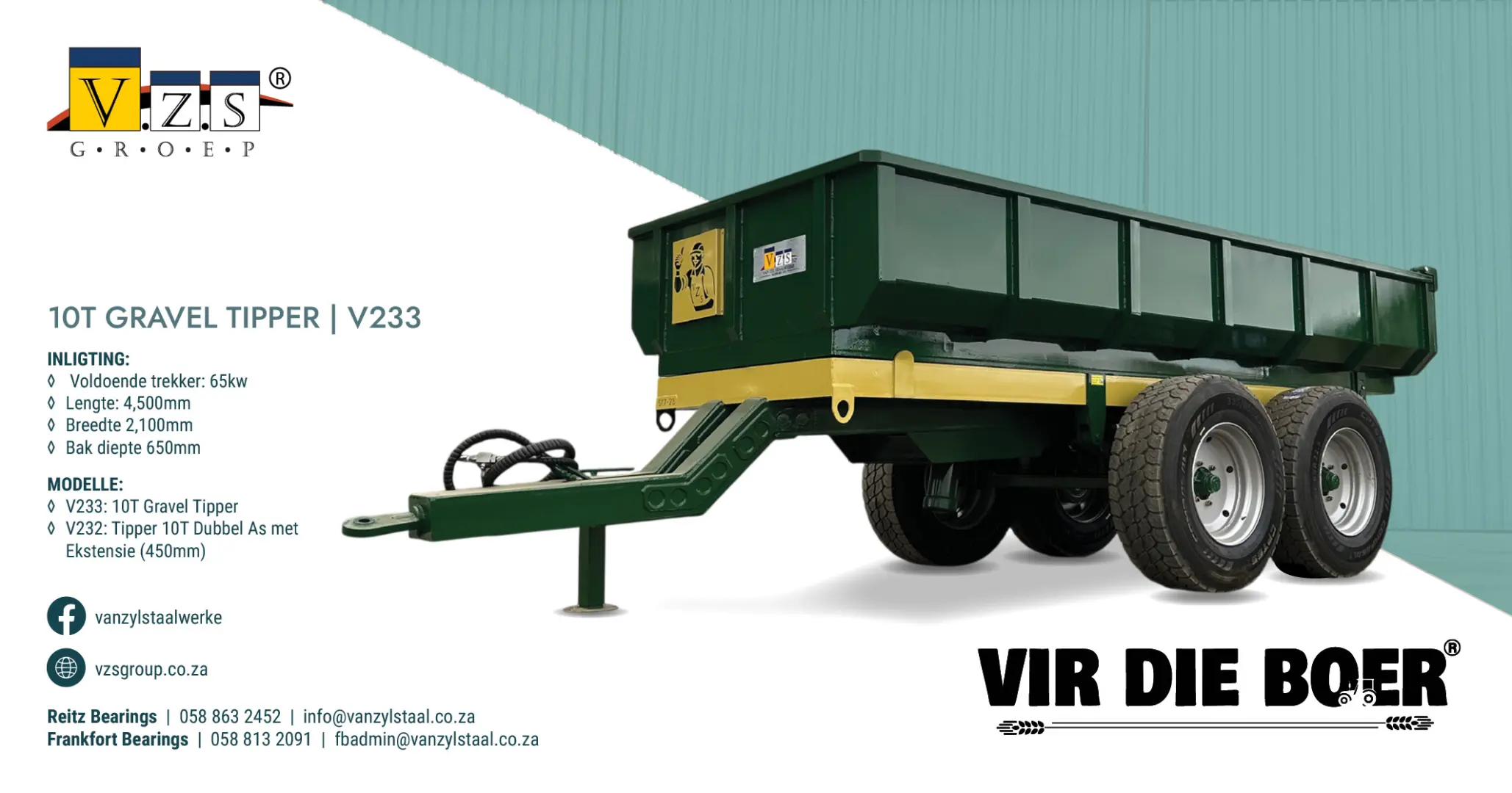10 Ton Gravel Tipper |  Model V233 | Van Zyl Staalwerke